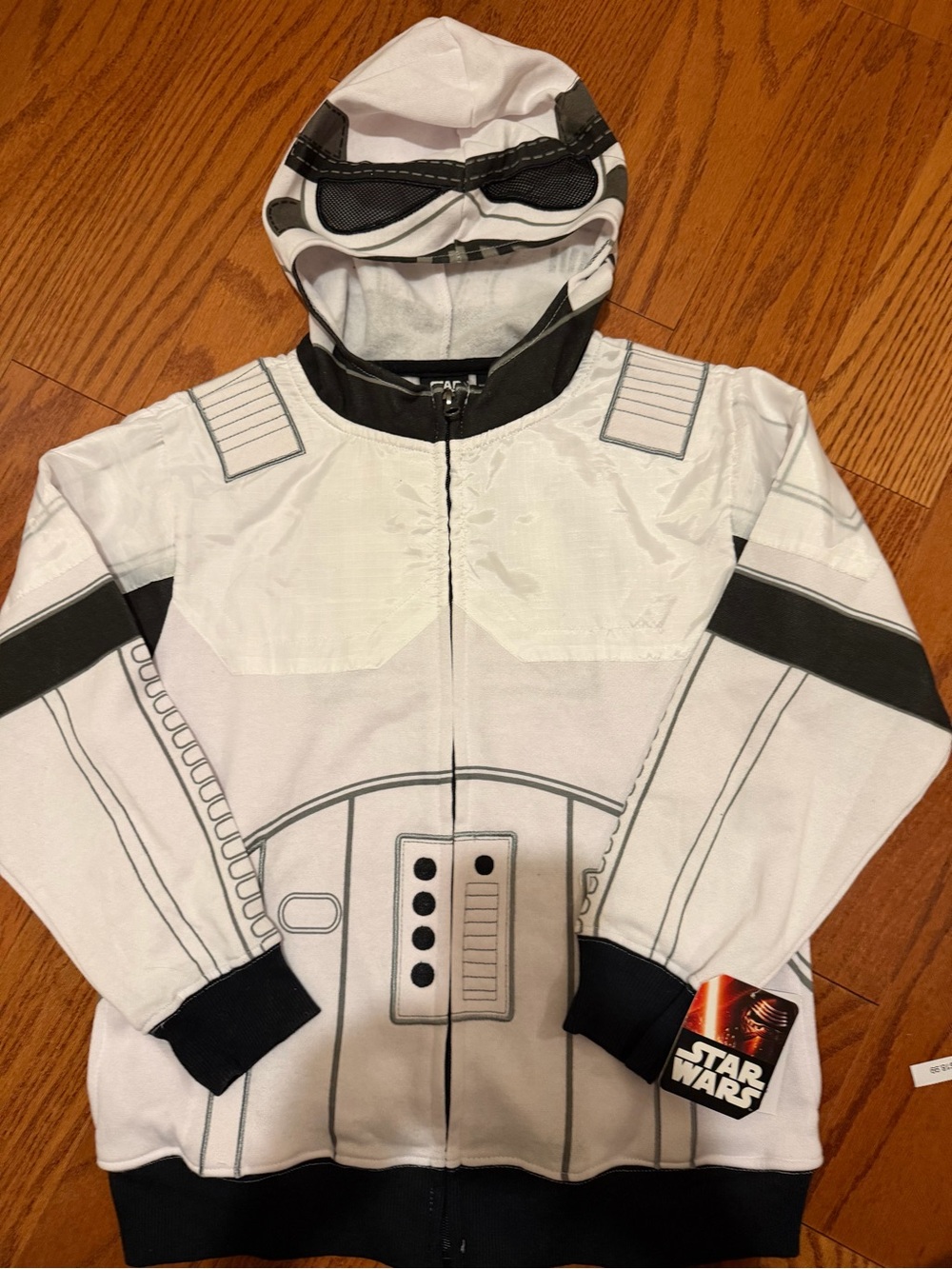 Star Wars White and Black Stormtrooper Zip-Up Hoodie for Kids NWT